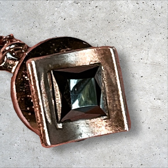 Vintage Swank Men’s Tie Tack Pin Sterling Sliver Black Greenish Gemstone Signed - Picture 9 of 9